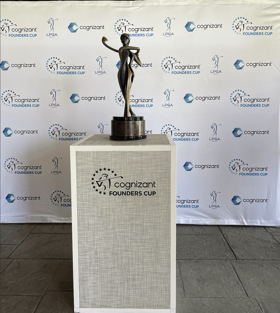 Cognizant Founder Cup trophy on pedestal